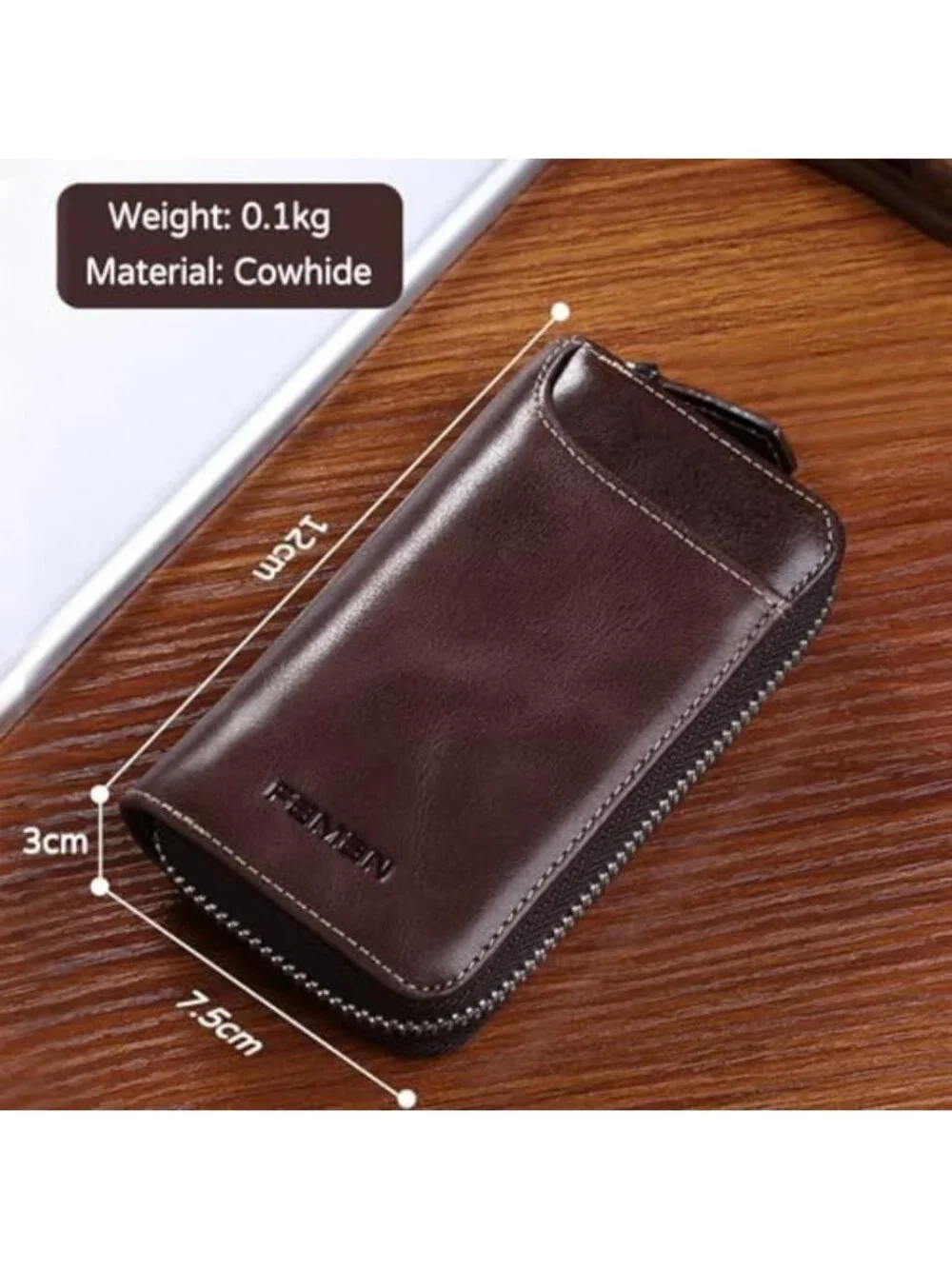 Stylish Genuine Leather Key Case & Card Holder Wallet with 6 Hooks for Men